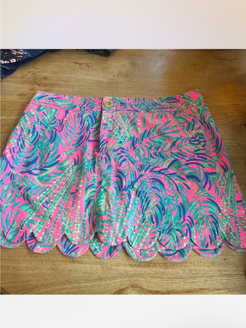 Lilly Pulitzer Pink Green Blue Scallop-Hem Mini Skirt
